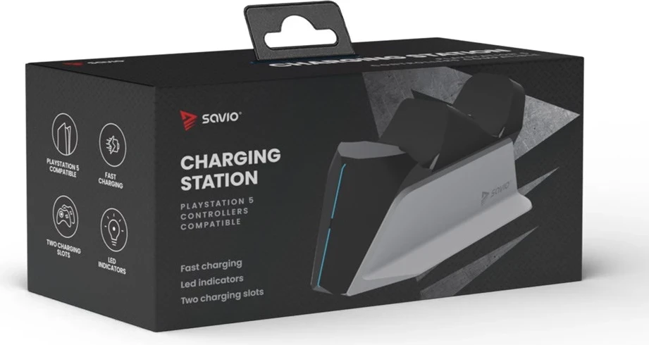 Dvojna postaja za polnjenje za PS5 krmilnike SAVIO GCS-01, USB, črna