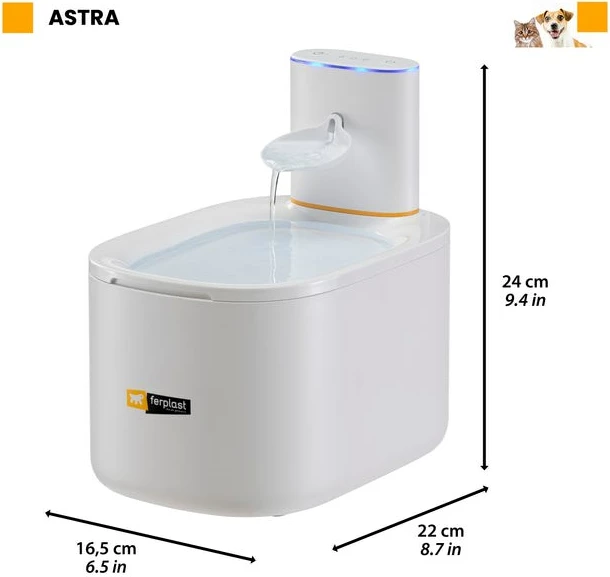 Pijalnik za pse in mačke FERPLAST Astra, 3 L, bel