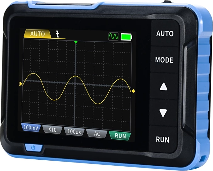 Prenosni mini osciloskop 2‑v‑1 s generatorjem signalov, FNIRSI DSO153, 1 MHz, 5 Ms/s, baterija 1000 mAh, USB‑C, set s sondo P6100