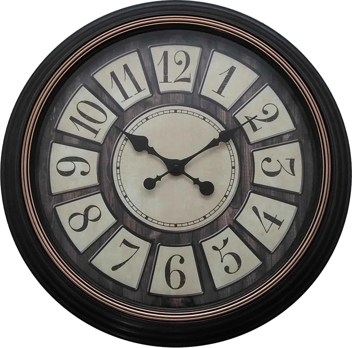 Stenska ura Docto Inart, antirano črna, D55.8x5.2cm