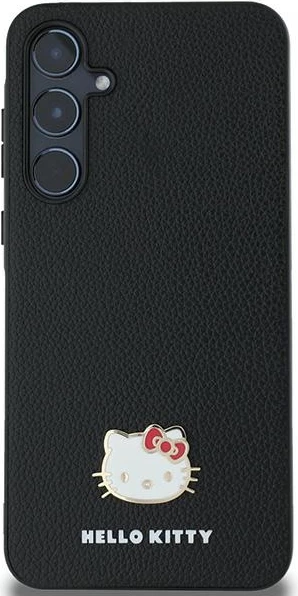 Ovitek z metalnim logotipom Hello Kitty Kitty Head za Samsung Galaxy A55, črn