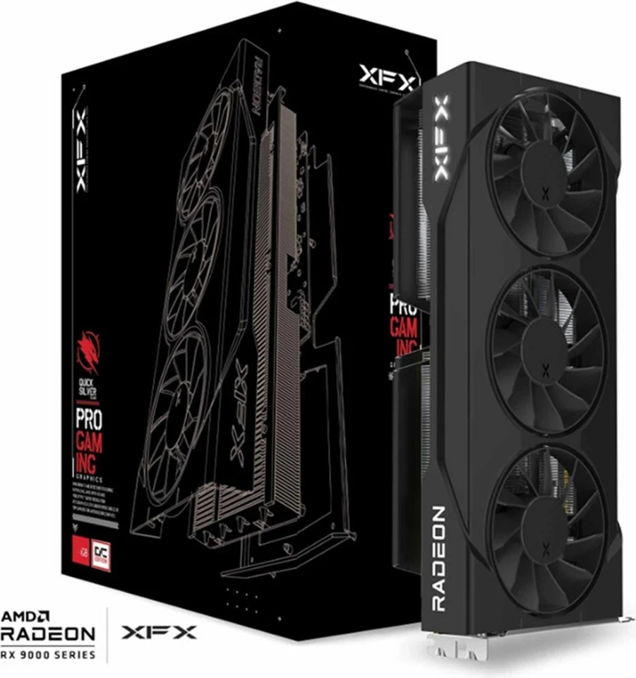 Grafična kartica XFX SWIFT RX 9060XT OC, 16 GB, 3 ventilatorji, črna