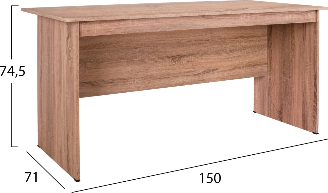 Pisarniško pohištvo iz melamina 150x71x74,5 v barvi sonama