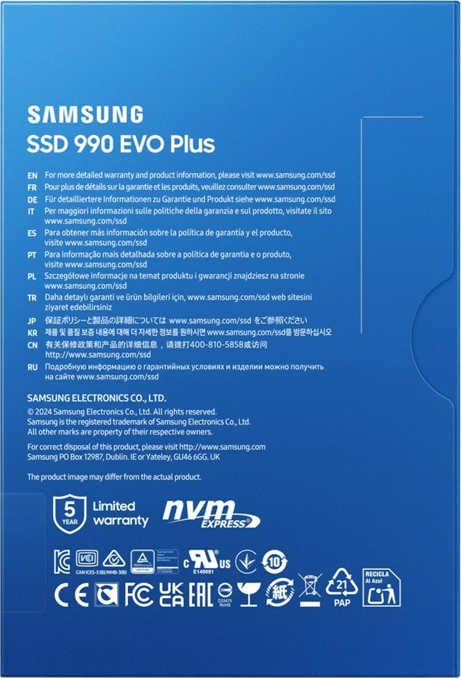SSD 4 TB M.2 PCIe 4.0, Samsung MZ-V9S4T0BW, črn