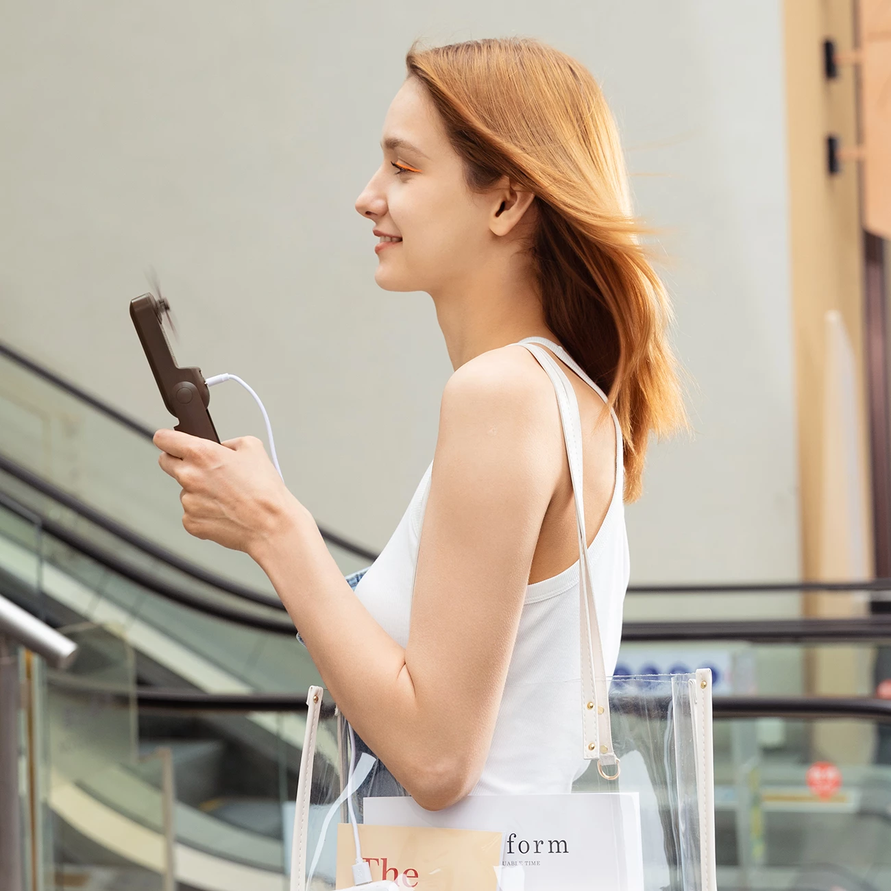 Prenosni ventilator Jisulife Life8, 2000 mAh, USB-C, power bank, rjav