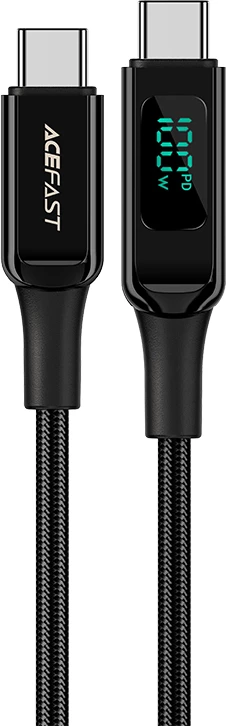 Kabel USB-C na USB-C, 2 m, 100 W, z LED zaslonom, črn, Acefast C6-03