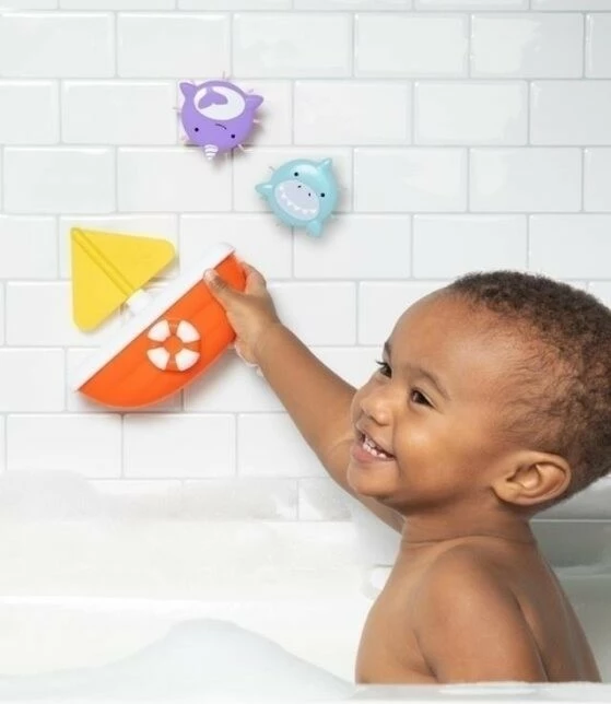 Igrača za kopel Tip & Spin Boat, Skip Hop ZOO, set 3-delni, večbarvna