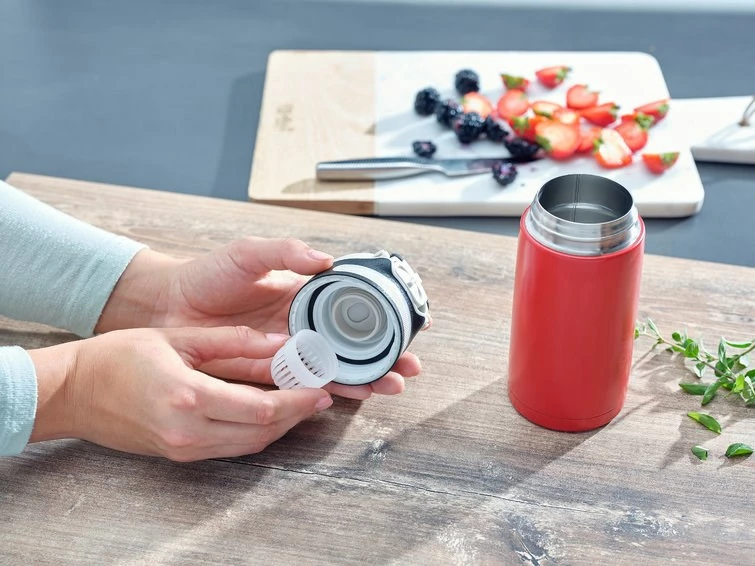 Potovalna termovka Leifheit 3245, 350 ml, črna/rdeča, nerjaveče jeklo