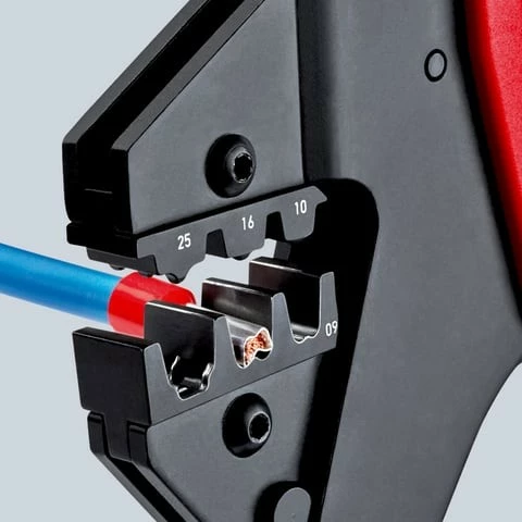 Klešče za stiskanje Knipex Crimp-Systemzange, 200 mm, rdeče/modre
