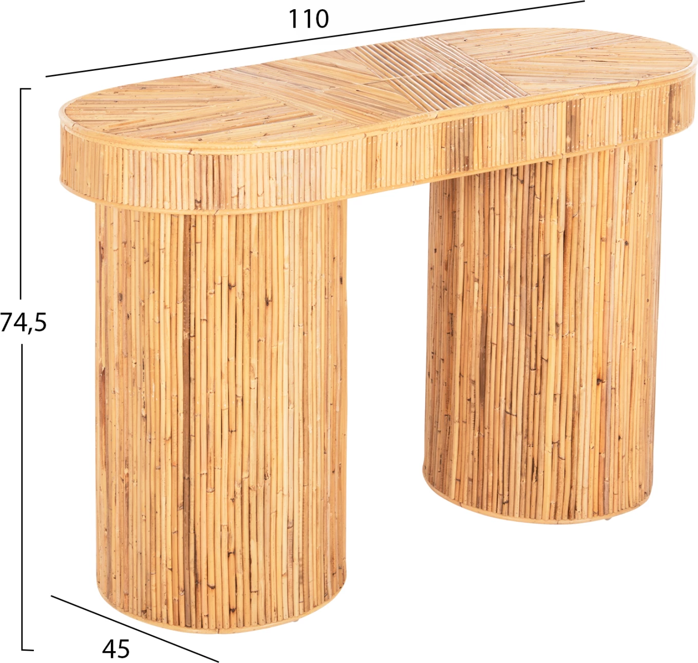 Konzola v ovalni obliki GATSBY FH9871 naravni ratan v naravni barvi 110x45x74,5H cm