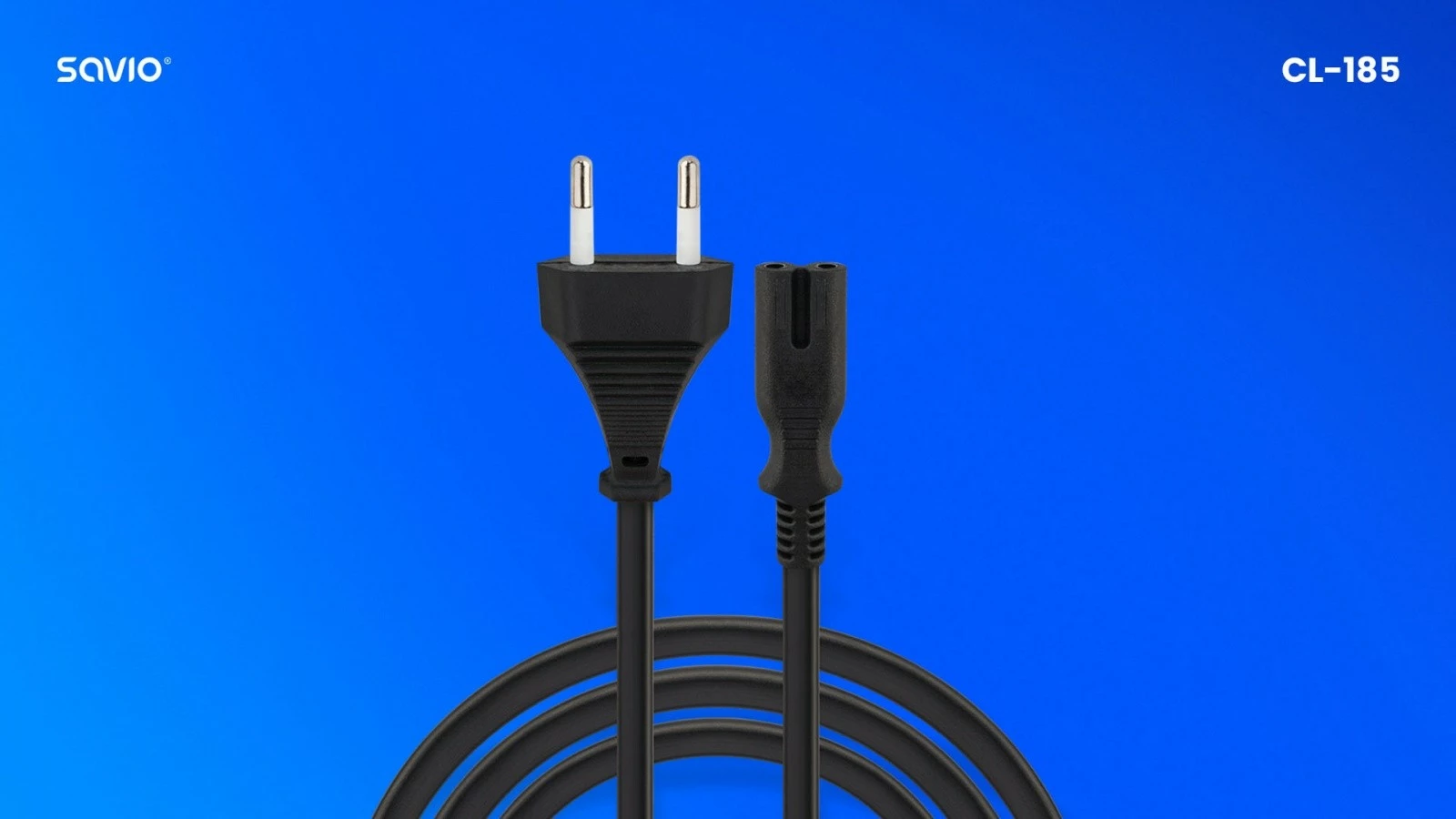 Napajalni kabel Savio CL-185, 2-polni, 5 m, črn