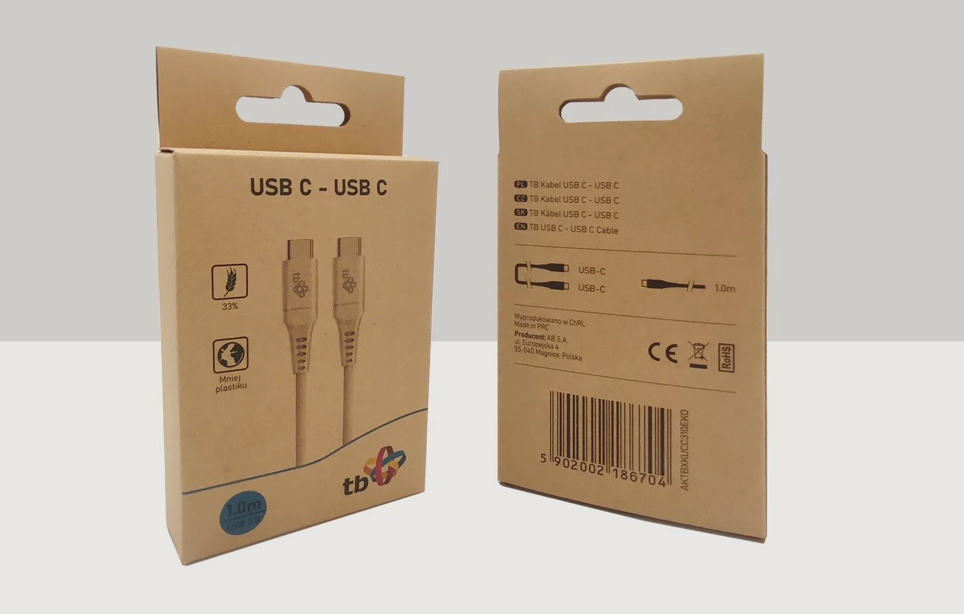 Kabel USB Type C, okolju prijazen, TB AKTBXKUCC310EKO, 1 m, bež