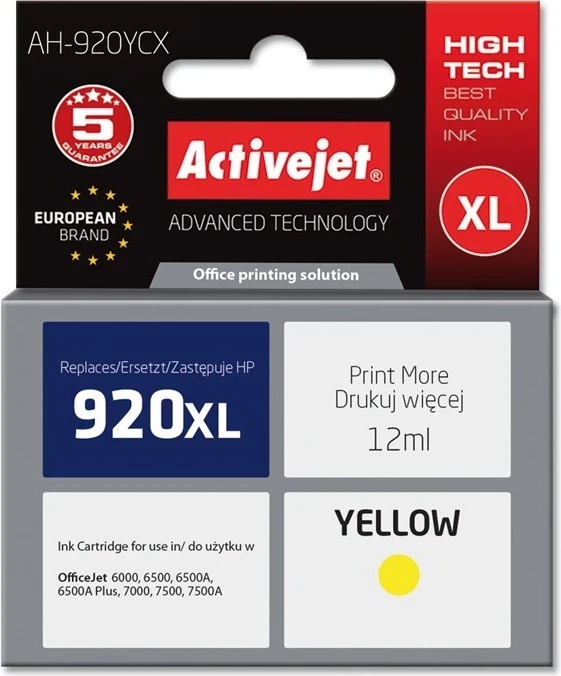 Barva Activejet AH-920YCX za tiskalnik HP 920XL CD974AE, rumena