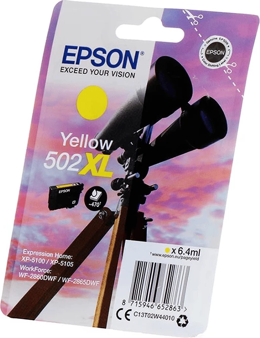Vložek s črnilom Epson 502XL C13T02W44010, 6,4 ml, do 470 strani, rumena