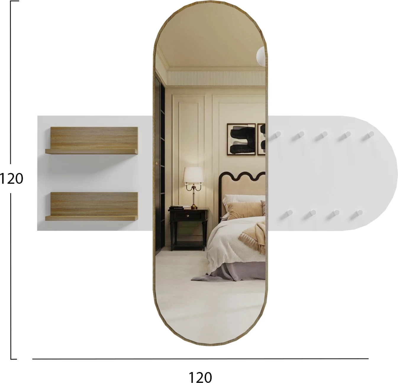 Pohištvo za vhod z ogledalom CHERYL ΗΜ9049.12 melamin belo-sonama 125x40x120Hcm