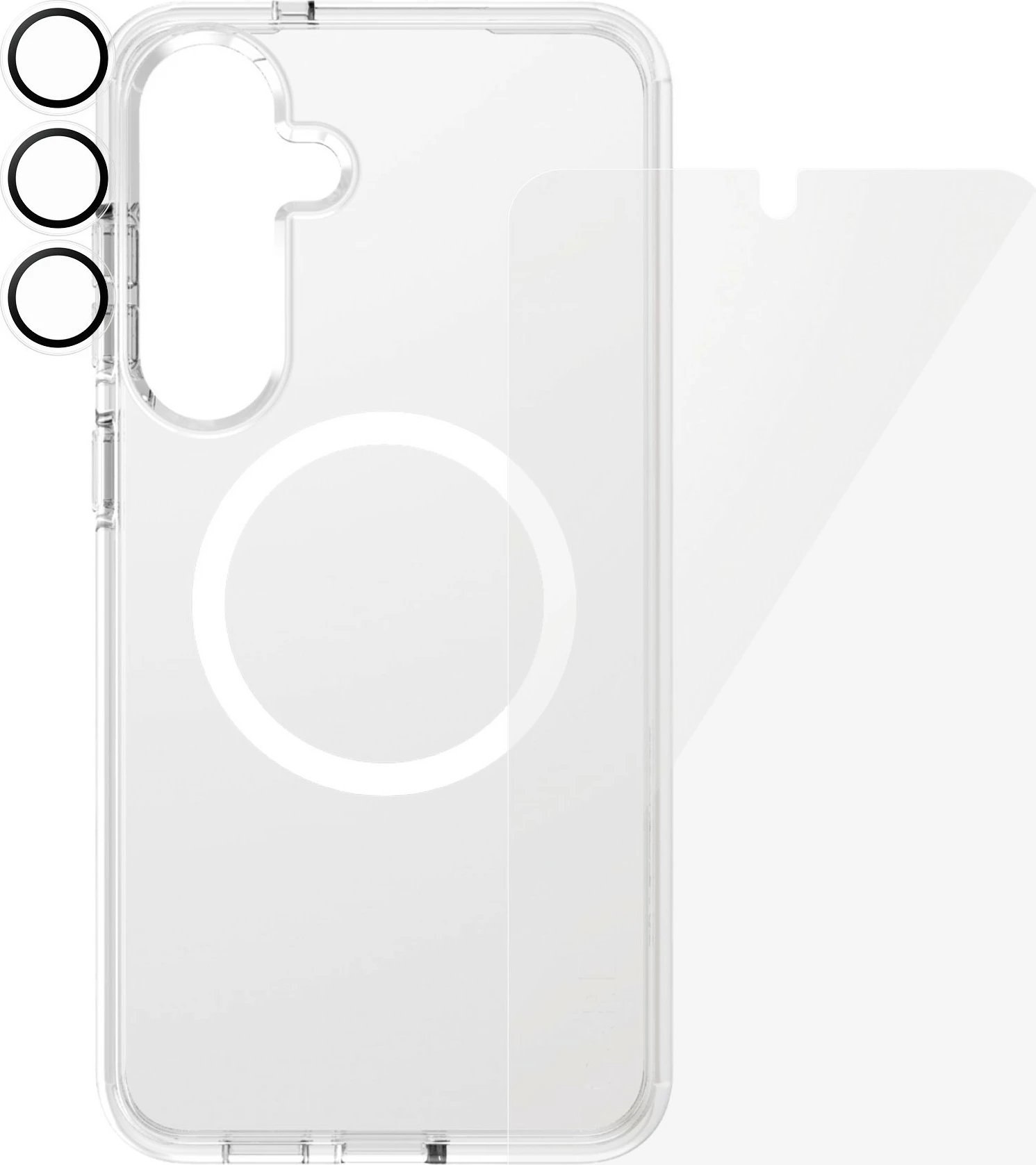 Zaščitna folija PanzerGlass za Samsung Galaxy S25 Plus, komplet 3-v-1, prozorna