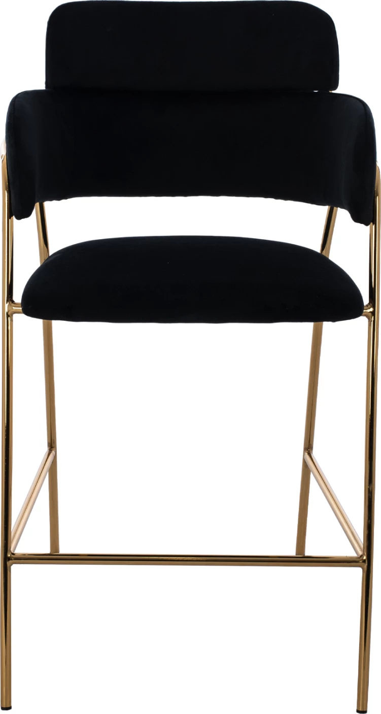 Srednje visok stol FH8735.04 iz žameta črne barve z pozlačenim okvirjem 54x58x95Y cm, set 2 kosov