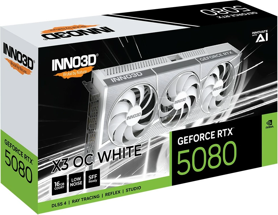 Grafična kartica GeForce RTX 5080 X3 OC Inno3D, 16 GB GDDR7, PCI Express 5.0, bela