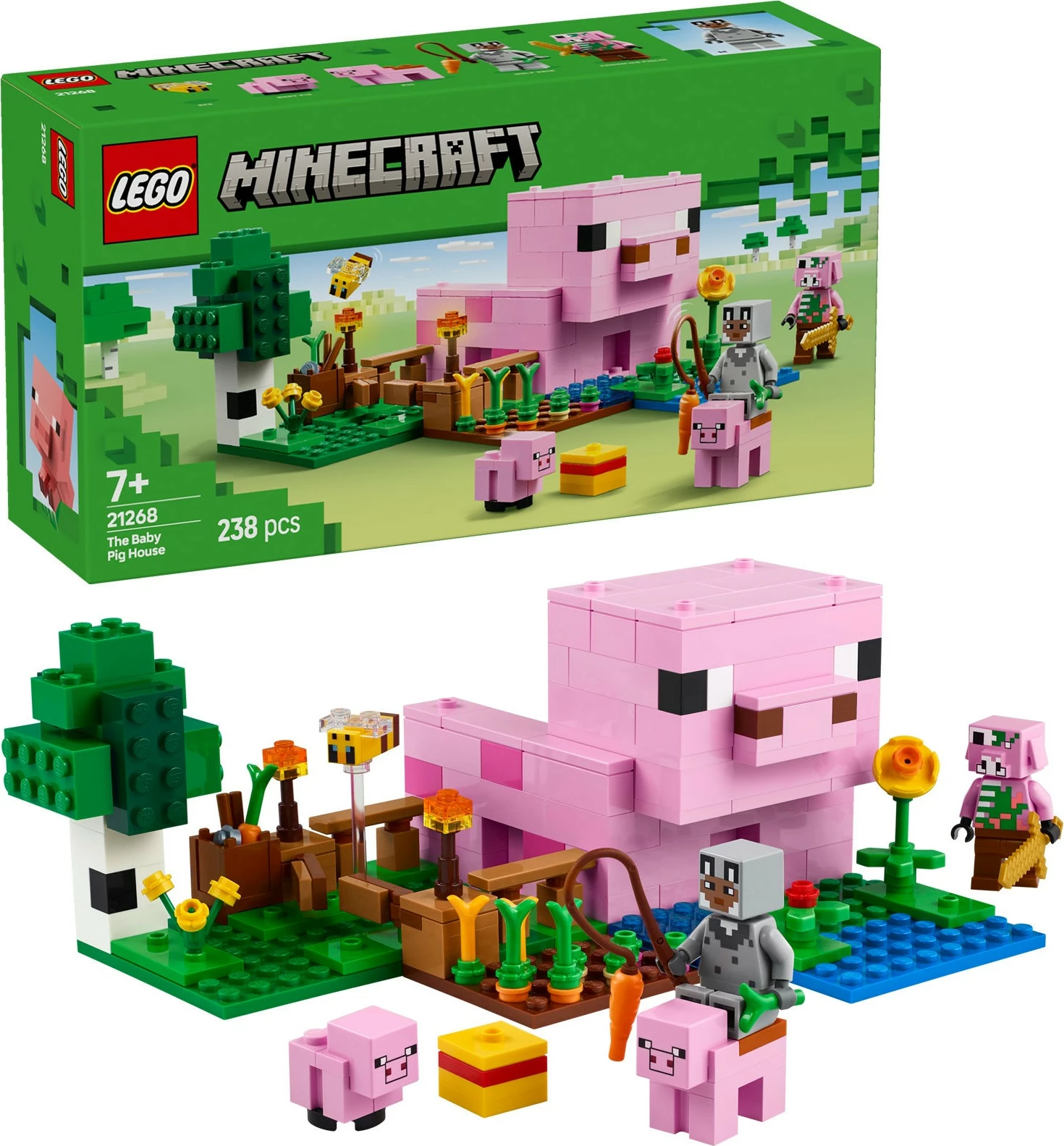 Gradbeni set LEGO Minecraft 21268 Hiša malih prašičkov, 238 kosov, večbarvno