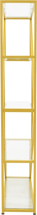 Polica Aylan, steklo in kovina, zlata, 100x30x200 cm