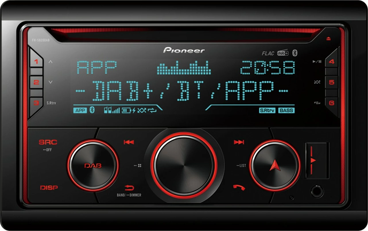 Avdio radio za avto Pioneer FH-S820DAB, DAB+, LED zaslon, črn