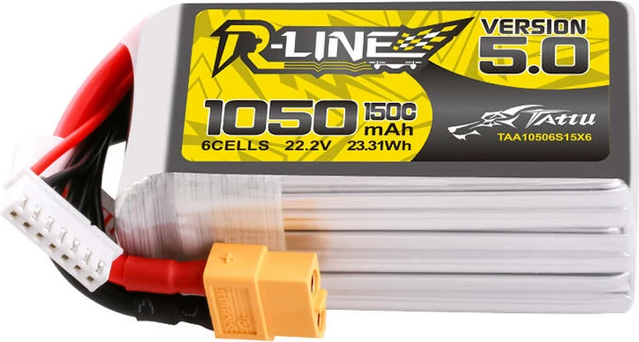 LiPo baterija Tattu R-Line 5.0, 1050 mAh, 22,2 V, 6S, 150C, XT60
