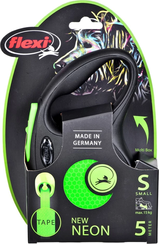 Raztegljiva povodec Flexi, neon barva, 5 m