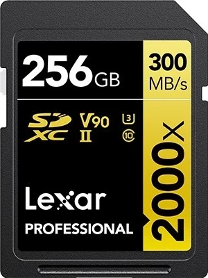 Kartica za pomnilnik Lexar SDXC, 256GB, Professional 2000x UHS-II U3, črna
