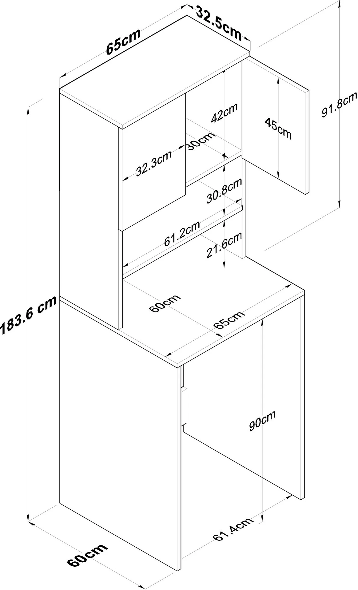 Omara za pralni stroj, barva oreh in antracit, Hanah Home KD101 - 2674