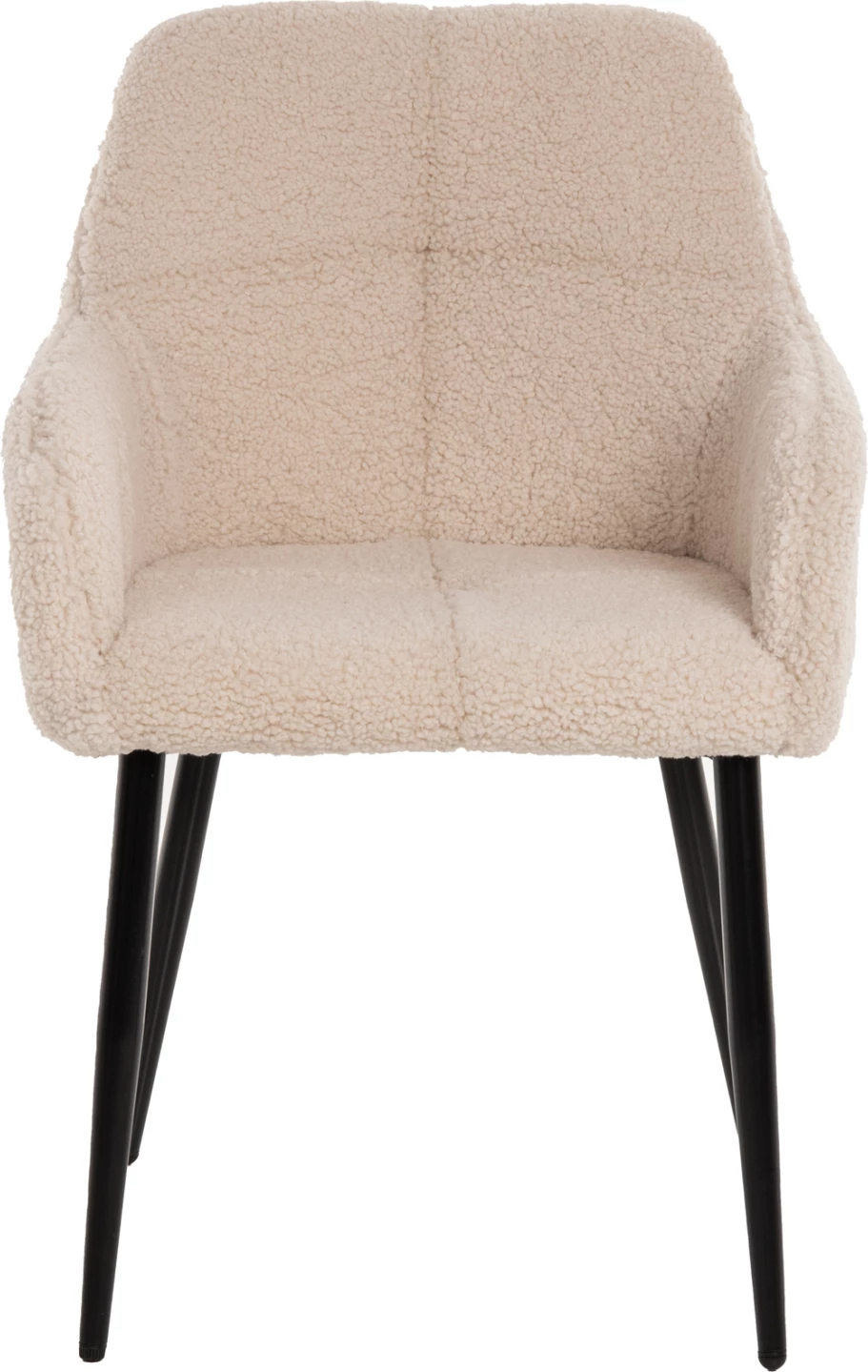 Fotelj SHELLY FH8591.02 iz tkanine TEDDY v beli barvi s črnimi kovinskimi nogami 57x55x87H cm, set 2 kosov