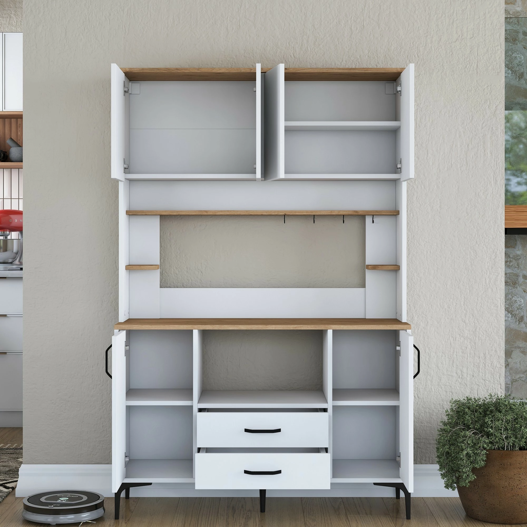 Multifunkcijski omarica Hanah Home JE168 - 3257, bela in oreškasta