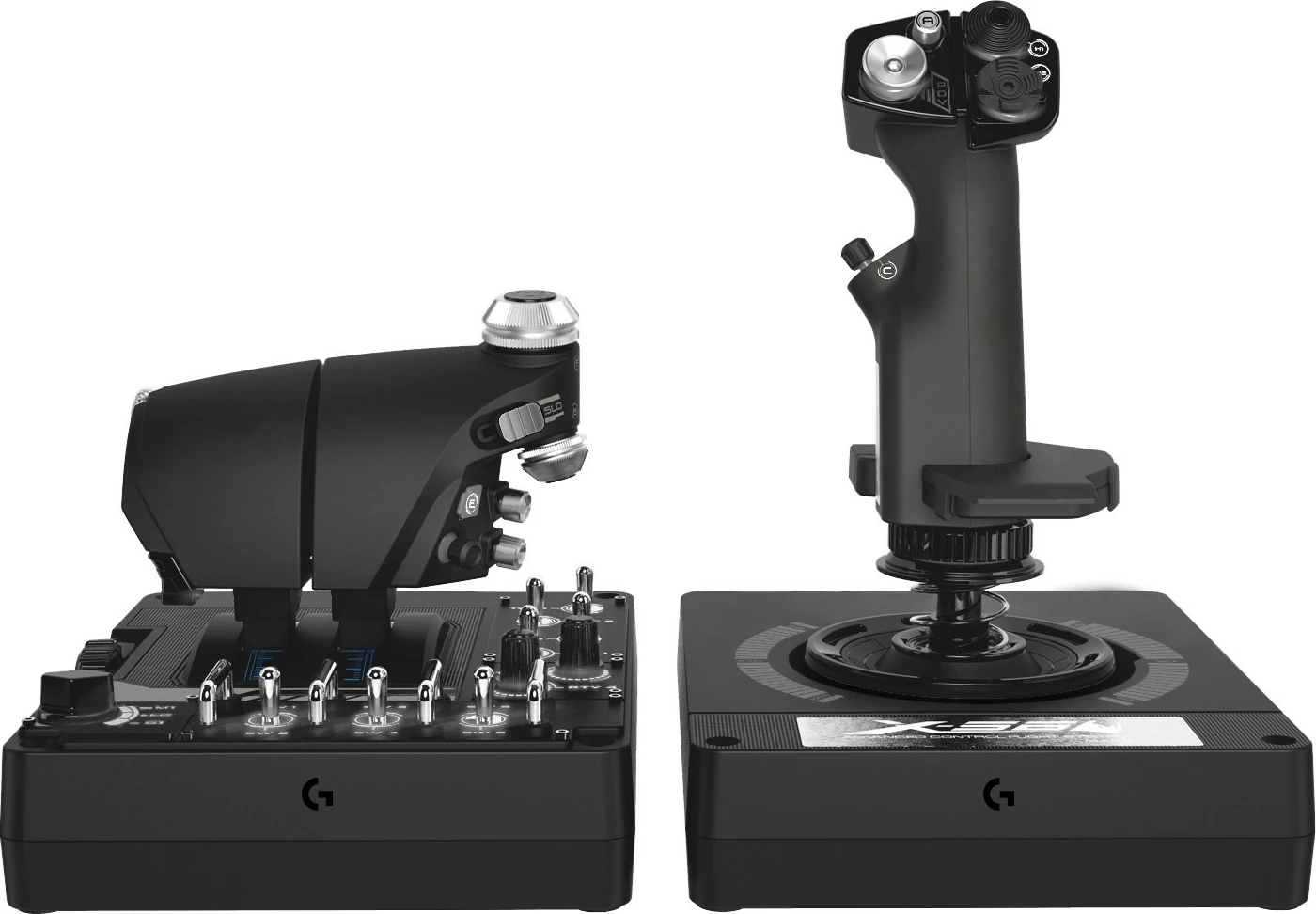 Joystick in plin Logitech X56 H.O.T.A.S., za PC, z LED lučmi, črn