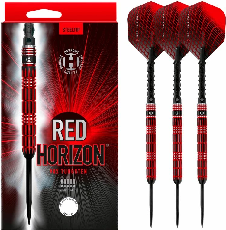 Puščice za pikado, 90% volframa, steeltip, rdeče — Harrows Red Horizon