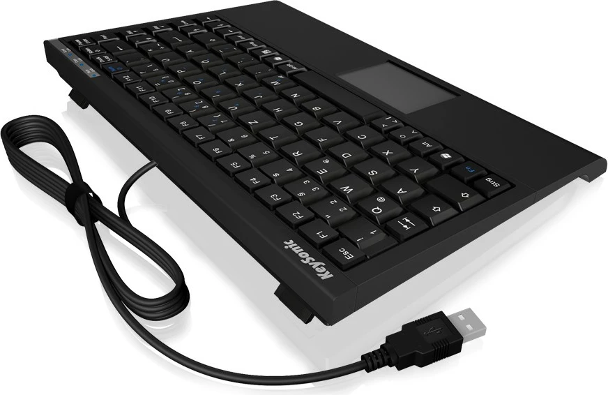 Mini tipkovnica s touchpadom KeySonic ACK-540U+, USB, QWERTZ, črna