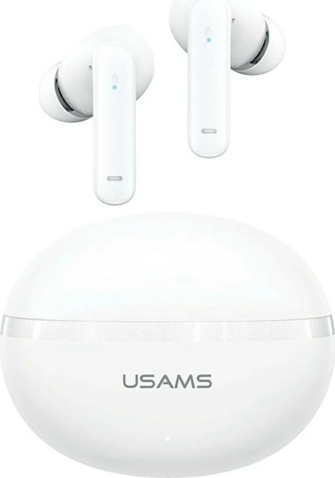 Slušalke TWS USAMS Echo E02 USA001641, ANC+ENC, Bluetooth 5.3, 29 h s polnilno škatlico, bele