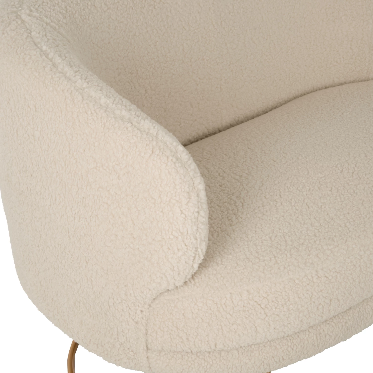 Dvosedna sedežna garnitura ARIEN FH8492.20 iz ecru boucle tkanine in z zlato kovinsko osnovo 130x75x85H cm