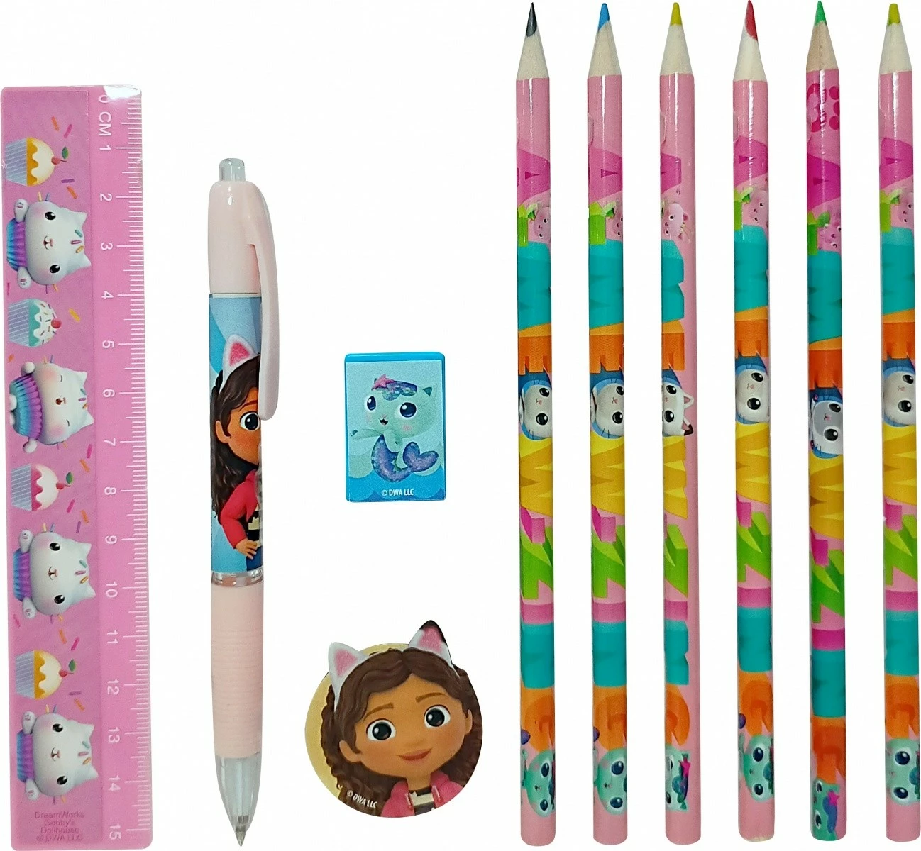 Pisalni set, 12 delov, Gabby's Dollhouse Kids Euroswan GD00062, rožnat