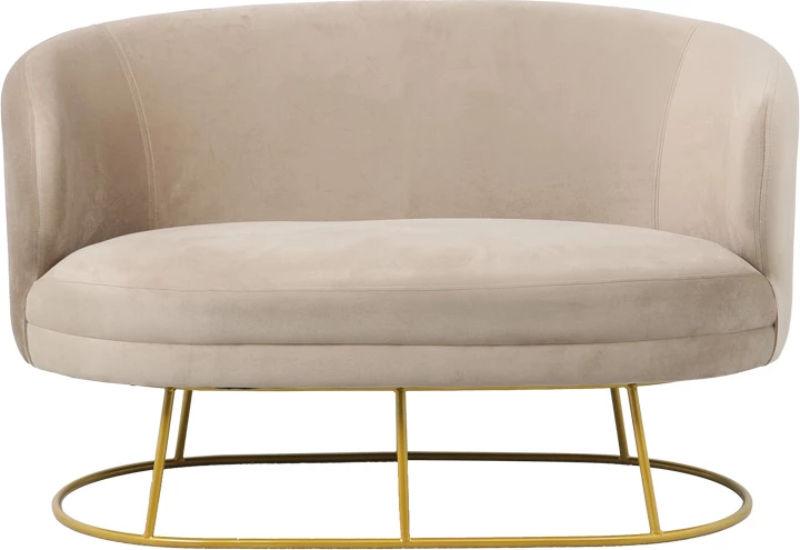 Dvosed, žamet bež-zlato, zlate kovinske noge, 135x75x85 cm Rony