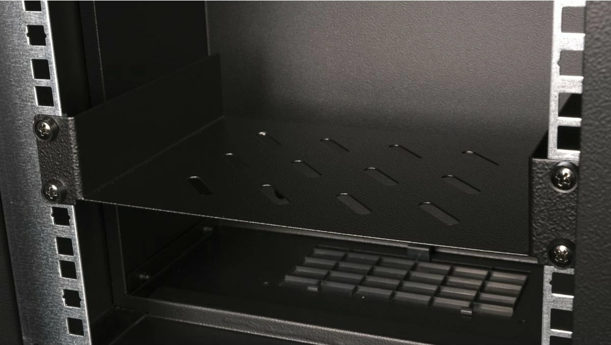 Fiksna polica za 19 inch rack, 1U, 150 mm, 100 kg, črna - Equip