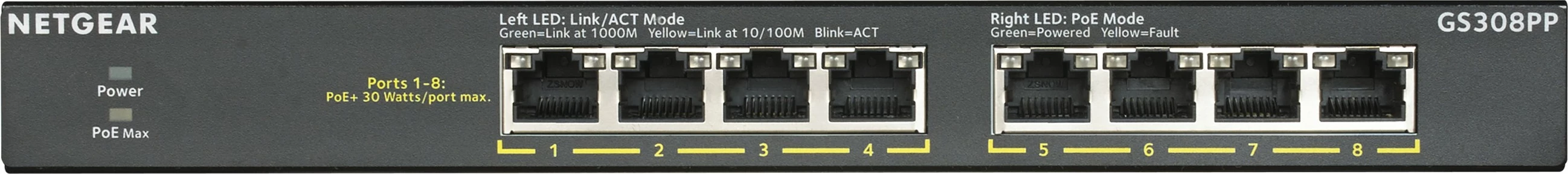 Gigabitni PoE preklopnik NETGEAR GS308PP, montaža v rack ali na steno