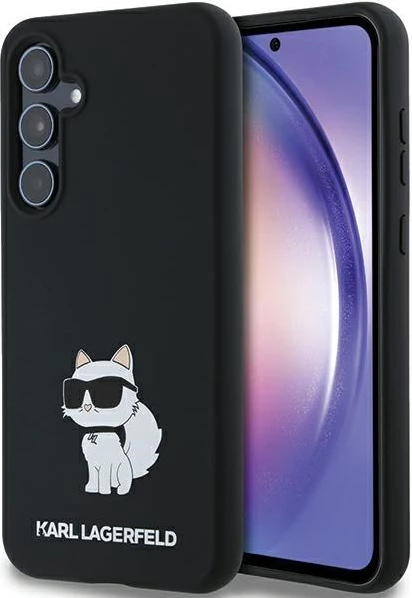 Silikonski ovitek z motivom Choupette Karl Lagerfeld za Samsung Galaxy A35, črn