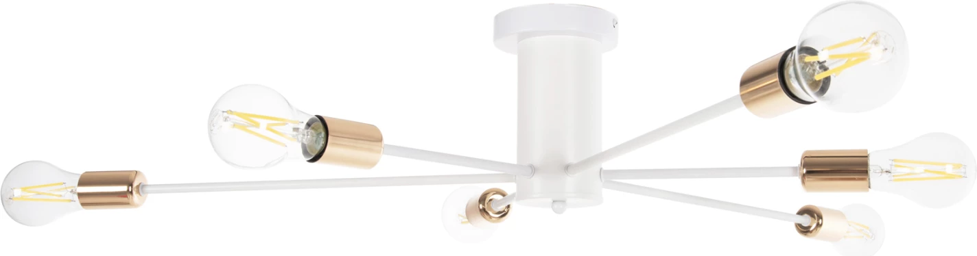 Stropna viseča svetilka s 6 svetili FH4123 bela kovina 77x77x18H cm