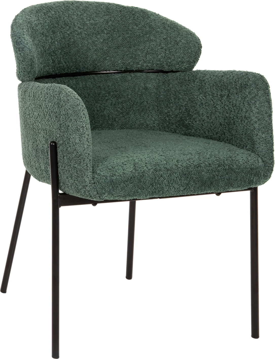 Naslanjač WOLF FH8583.03 v petrolej zeleni boucle tkanini s črnimi kovinskimi nogami 58x58x80H cm, set 2 kosov