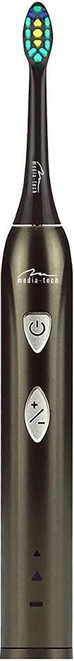 Sonična električna zobna ščetka Media-Tech MT6510, z vgrajeno baterijo, črna, komplet z 2 glavi in potovalno škatlico