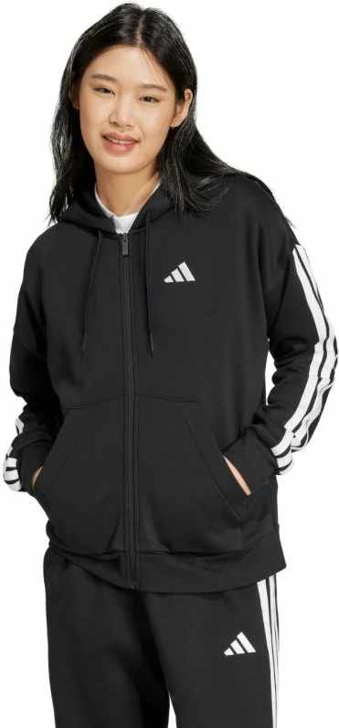 Pulover s kapuco adidas, ženski, črn
