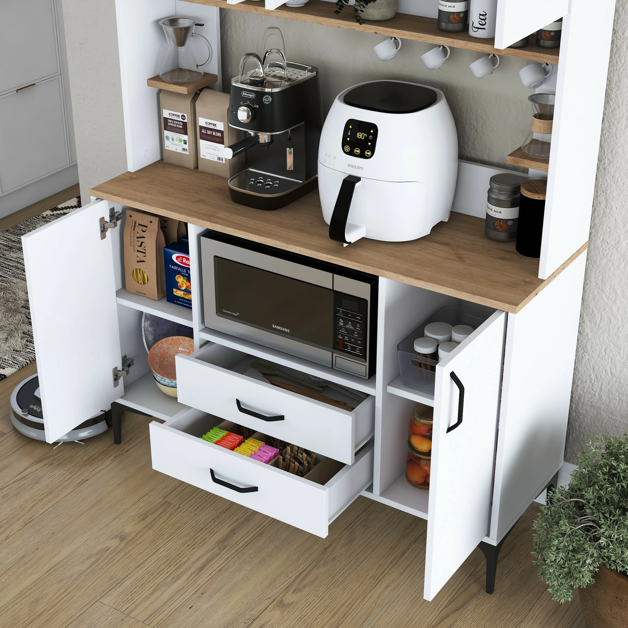 Multifunkcijski omarica Hanah Home JE168 - 3257, bela in oreškasta