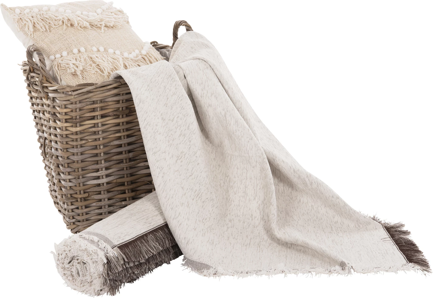 Prevleka za kavč - pregrinjalo z resicami Dreamtopia FH12161.01 v ecru barvi 245x170 cm