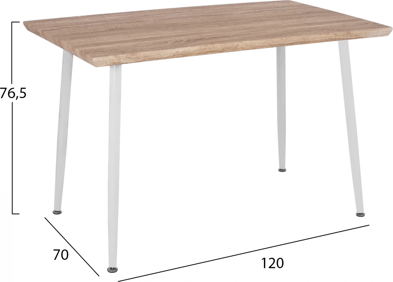 Set 5 kosov miza sonama in kovinski stoli lady bele barve FH11027.01