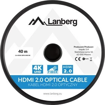 Optični kabel Lanberg CA-HDMI-20FB-0400-BK, 40 m