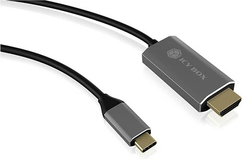 Adapter USB Type-C na HDMI ICY BOX IB-CB020-C, 1,8 m, 4K, črno/srebrn